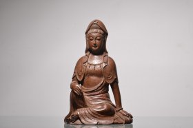 竹雕自在观音坐像 高28厘米 宽17厘米