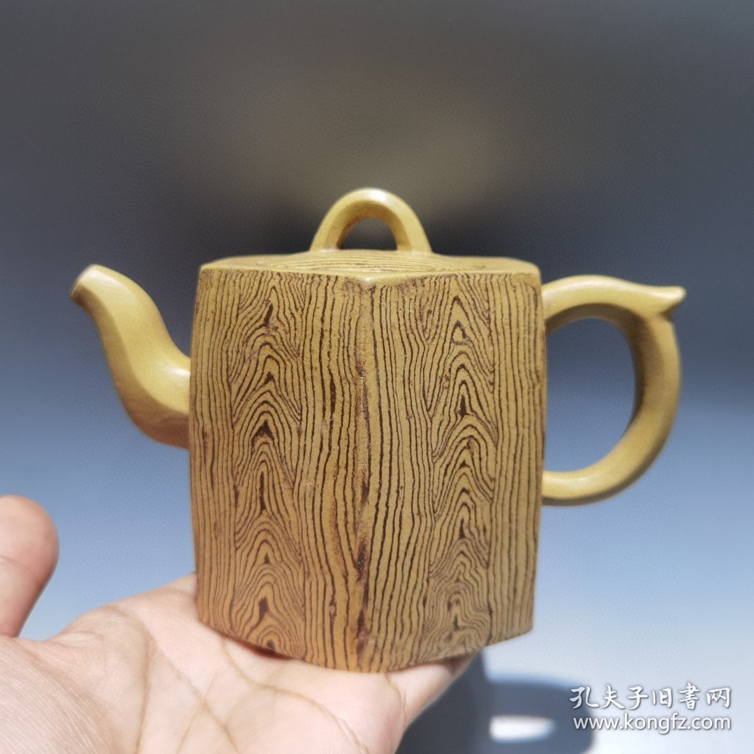 黄段泥紫砂壶 六方壶