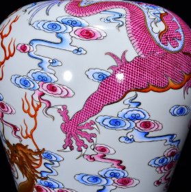 清雍正粉彩描金苍龙教子纹梅瓶尺寸38*25厘米