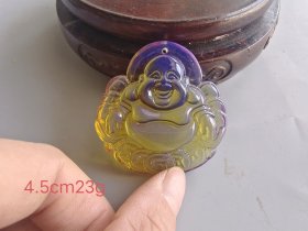天然蓝珀佛挂件