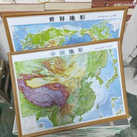 北斗58cm凹凸地图2册装（中国地形+世界地形） DEM数字高程制作地形,高清精雕版面,PVC环保耐用