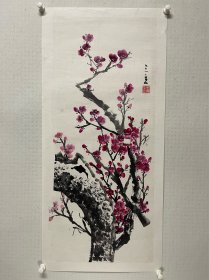 马三立  著名相声演员，国画红梅作品，托片国画