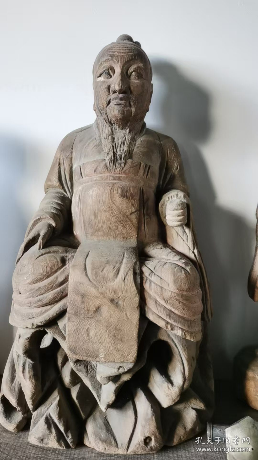 古玩旧藏木雕人物像三尊