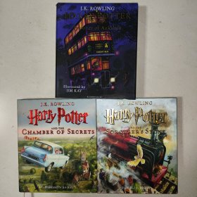 英国彩绘版 英文原版哈利波特与魔法石密室阿兹卡班囚徒 Harry Potter 1 2 3 部曲 精装插画收藏纪念版3册 JK Rowling 罗琳 （内页如新）