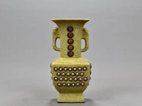 宋哥窑镶嵌绿松石赏瓶 古玩古董古瓷器老货收藏1