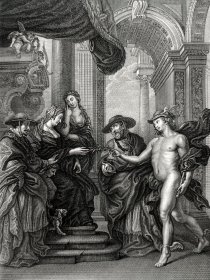 【鲁本斯】1846年铜版画№21《昂古莱姆的谈判--女王选择和平》(LA REINE PREND LE PARTI DE LA PAIX)--出自保罗·鲁本斯(Paul Rubens)“玛丽・德・美第奇”系列作品集-雕刻家(Duthé)-特厚画纸51.5*33.8cm(画面21.5*16.5)，8品