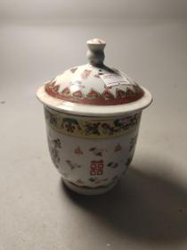70-80年代，手绘龙凤呈祥双喜茶杯