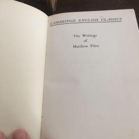 The writings of Matthew prior vol I: poems on several occasions  vol II: dialogues of the dead 马修·普赖尔作品集  诗集和死亡对话等散文（全二册）