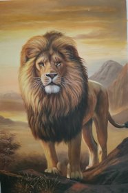 二郎老师亲笔手绘的油画《雄狮》
