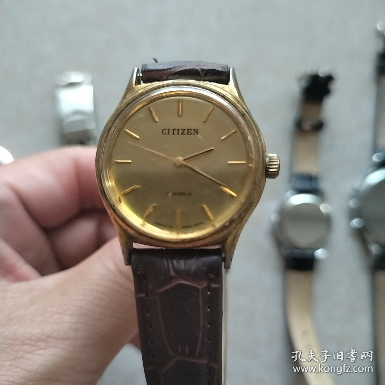 西铁城 镀金机械表 上弦 正常工作。