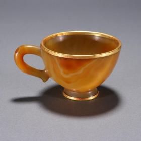 旧藏老玛瑙包金素面杯