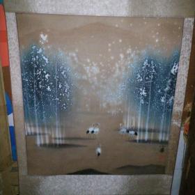 小蒙画鹤雪景（画心约67× 62cm