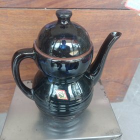 窑变黑釉陶瓷茶壶(湖北宜昌产)