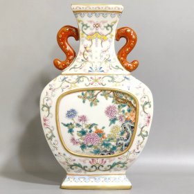 清代乾隆菊花壁瓶