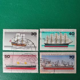 德国邮票 西德1977年轮船 4全销