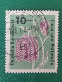 德国邮票 西德1963年花卉 1枚销