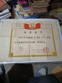 十堰市十堰中学毕业证书 1971年