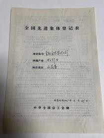 全国先进集体登记表：青岛海信集团（负责人：周厚健）