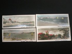 50年代·青岛风光 手工上色照片4张合售·尺寸15x6厘米！