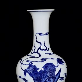 清雍正青花福在眼前麒麟纹赏瓶2 37/18厘米