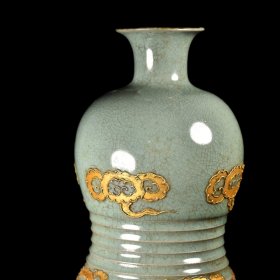 金器铜器黄金器皿铜鎏金掐丝瓷器花瓶摆件 约1045克