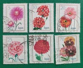 德国邮票 东德 1975年花卉 6全销