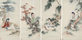 王叔晖（1912-1985） 仕女四条屏80x40 厘米