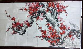 没有署名 无名氏 国画 花鸟画 红梅花 树枝 树干