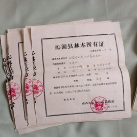 沁源县林木所有证17张 牧坡所有证3张（合售）