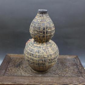 民间地摊旧货 浮雕公鸡纹葫芦瓶 收藏品瓷器 古董古玩