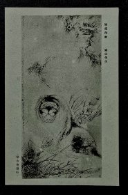 猛虎，渡边华山绘画，民国发行明信片