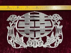 1998年，剪纸纸样，喜鹊双喜图案，纯手工制作，背面标识剪纸时间