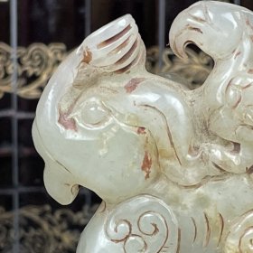 旧藏和田玉手把件，通体满工手工雕刻