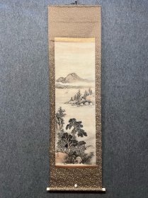 古筆山水图【大八木也香】 1874-?（明治七~?）初号正香,通称虎三郎， 又称义之助。东京生人。初从父学，后转师佐竹永湖。 日本美术协会会员，日本画会会员，巽画会会员。作品 曾获日本美术协会铜奖及其他奖励