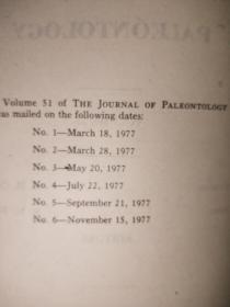 journal of paleontology 古生物学杂志1977年1一6期全（共7本合售，其中，第2期有两本）