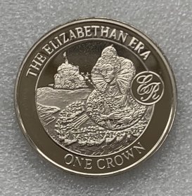 2008年直布罗陀 英国历史~伊丽莎白一世 西班牙无敌舰队 克朗型纪念币 铜镍镀银 38mm