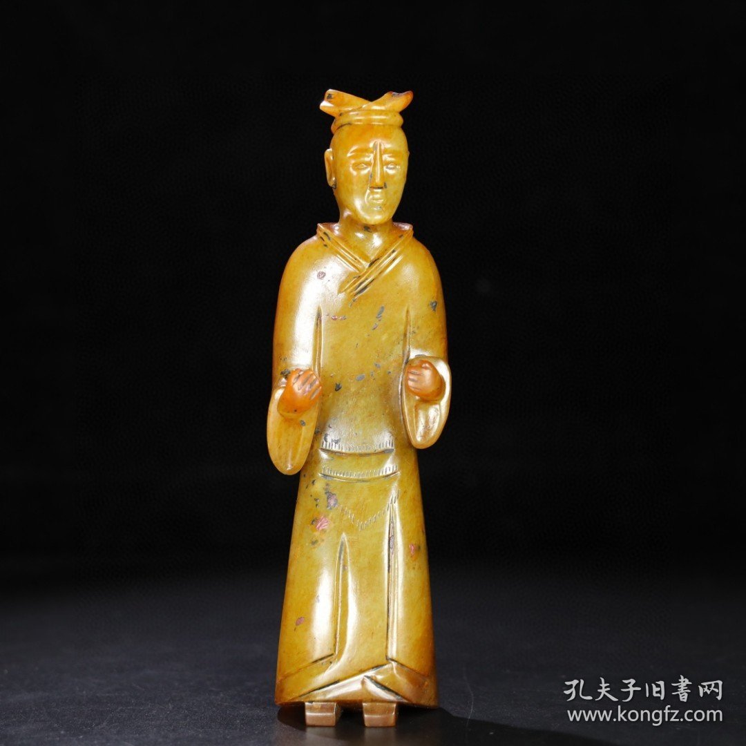 旧藏 和田玉人，玉质细腻油润，包浆老道 尺寸 长 5.2厘米，宽 3.8厘米，高 19厘米，重 469克！