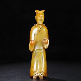 旧藏 和田玉人，玉质细腻油润，包浆老道 尺寸 长 5.2厘米，宽 3.8厘米，高 19厘米，重 469克！