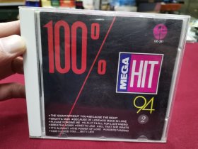 外国原版《100%MegaHitz94》音乐CD，碟片品好轻微使用痕。