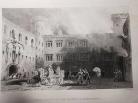 林利斯哥宫遗址1840年阿罗姆苏格兰古董钢版画