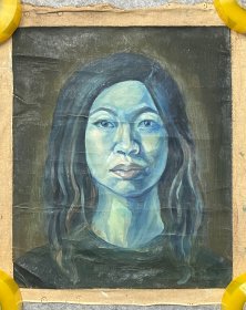 林婥盈女士手绘油画作品 老油画 人物人像 44.5x53cm