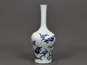 清康熙青花釉里红螭龙纹摇铃尊 古玩古董古瓷器老货收藏