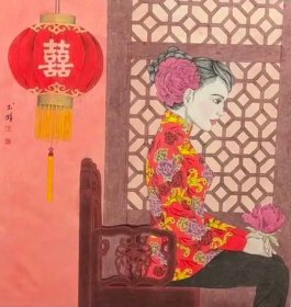 国展精英，工笔花鸟名家，中美协荀书娟工笔人物画精品，宣纸画芯尺幅94*93cm，8平尺，不二轩作品己手工托底，绝对保真，顺丰包邮。！