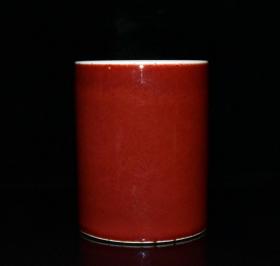 清乾隆霁红釉笔筒    12.8x10