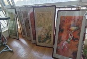 孔子、老子、女涡、伏羲、吕尚、周文王国画作品6幅118*58cm