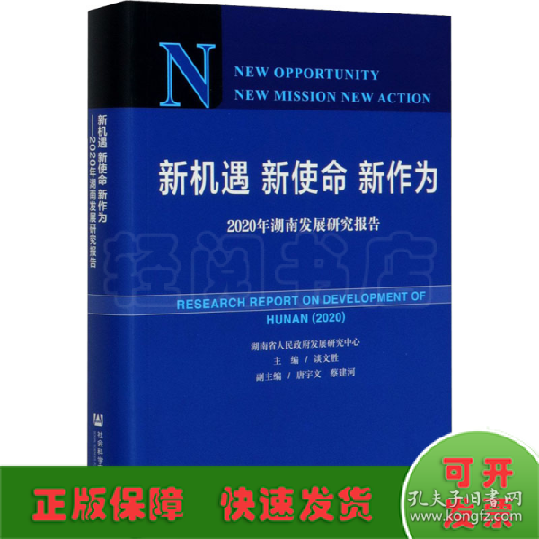 新机遇新使命新作为：2020年湖南发展研究报告