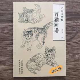 百猫画谱 线描白描画谱 绘画动物白描底稿 工笔底稿中国画线描 猫