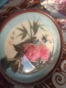 羽毛立体画。鸟语。济南美工厂出品。