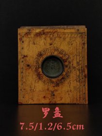 清代晚期《罗经解定》全套四册+方形罗盘一件，罗经，也叫罗盘，是一门博大精深的学问，揭示“天人合一”，形成一套百科荟萃的理论，将人的生死祸福，吉凶休咎与天地万物紧密地联系在一起，把天，地，人三才尽纳罗经之中。经即经天纬地之意，罗盘为风水术的唯一正式工具，是将理，气，形，数系统结合在一起而制成的一种时空合一的风水器具。是具体阐述这一风水器具的最权威性著作。单页尺寸20/13厘米！