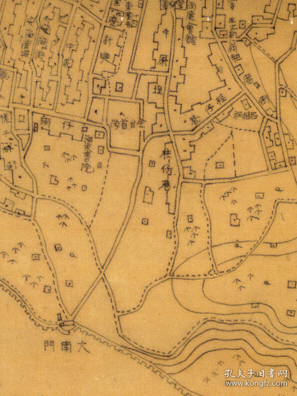 古地图1896年  台湾-台南府迅速测图。纸本大小80.96*100.9厘米，宣纸印刷品